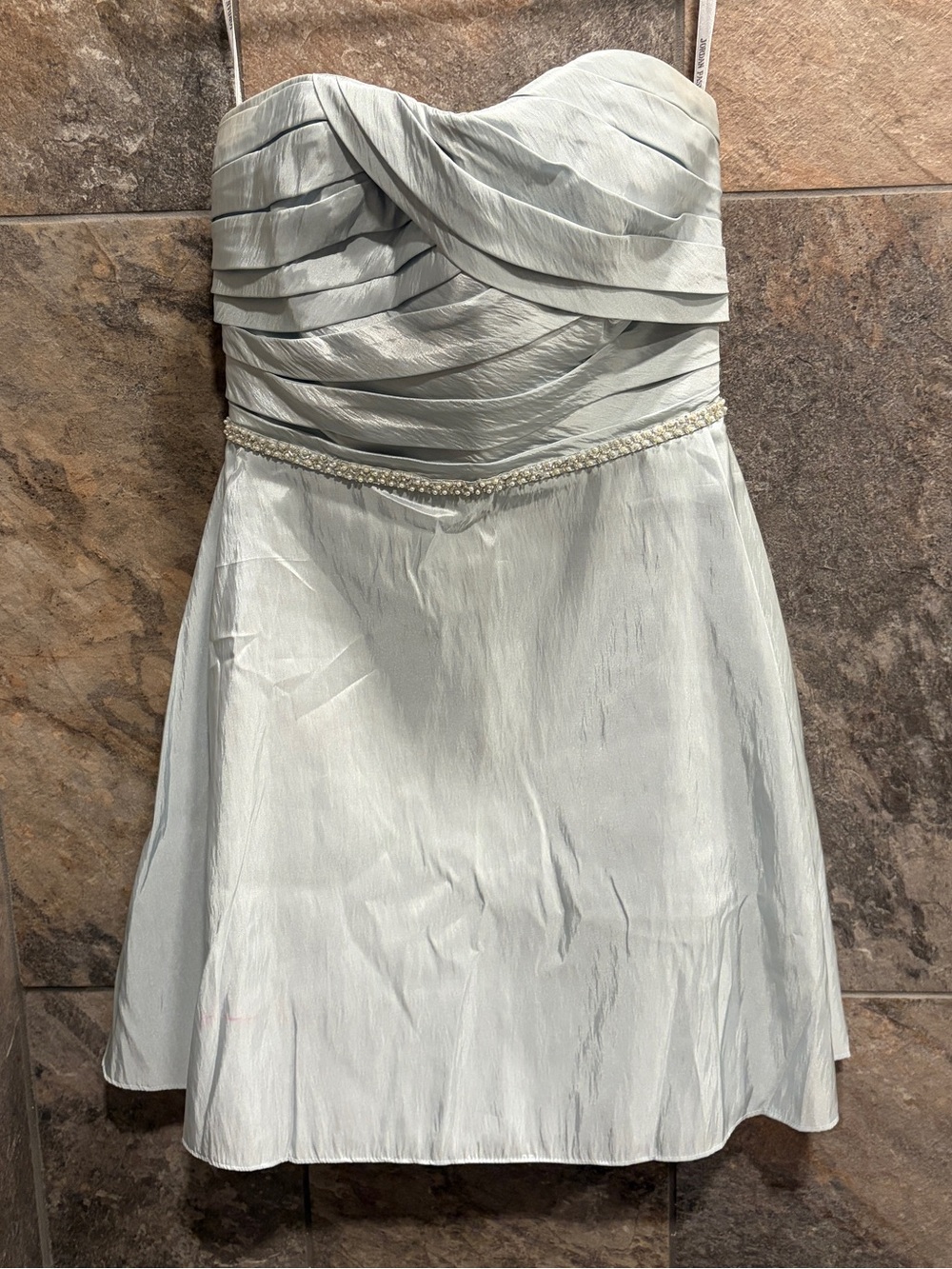 Strapless Pleated Bodice A-Line Dress Ice Blue